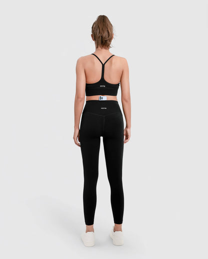 Set High Waist Leggings + Racerback Sport-BH Seamless – Schwarz
