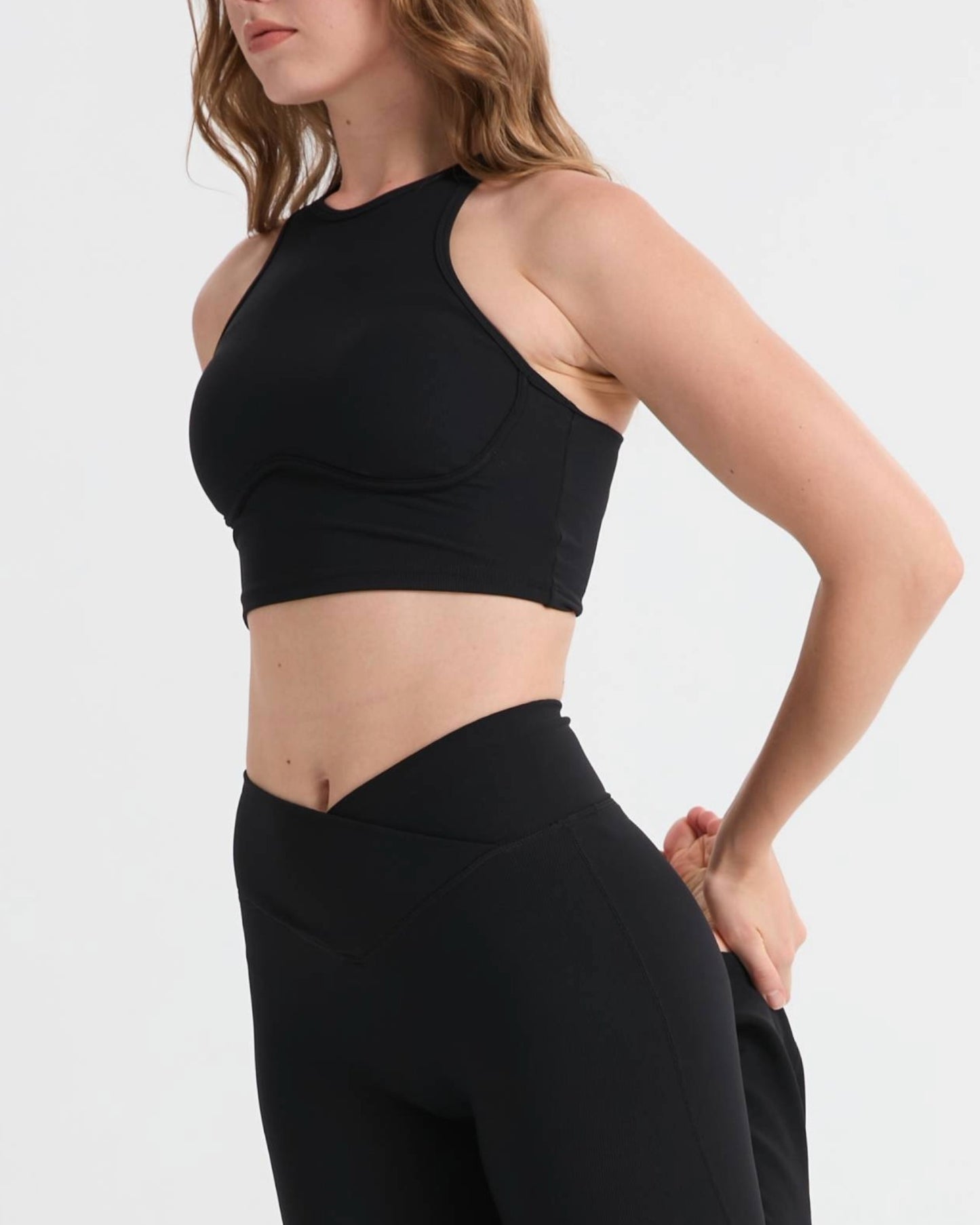 schwarzes SportsetTanktop schwar mit abnehmbare Pads