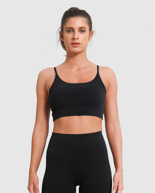 schwraz Sport BH quadratisch vorne Ypga Pilates BH